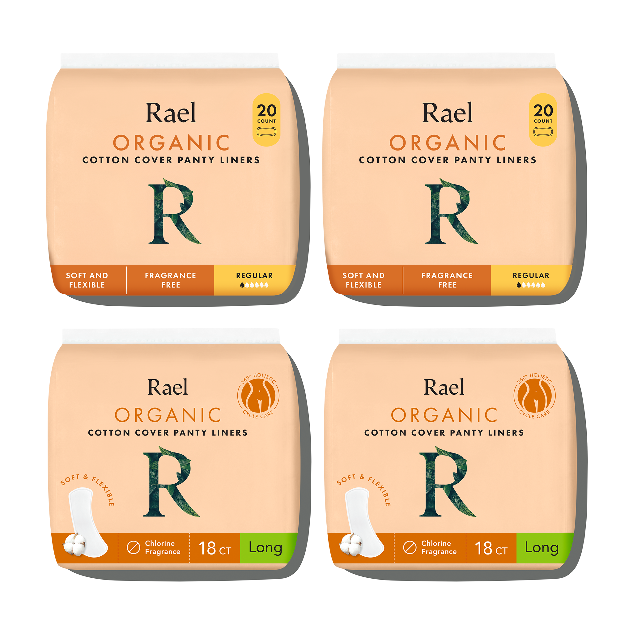 Regular + Long Bundle Unscented Panty Liners Made With Organic Cotton M4